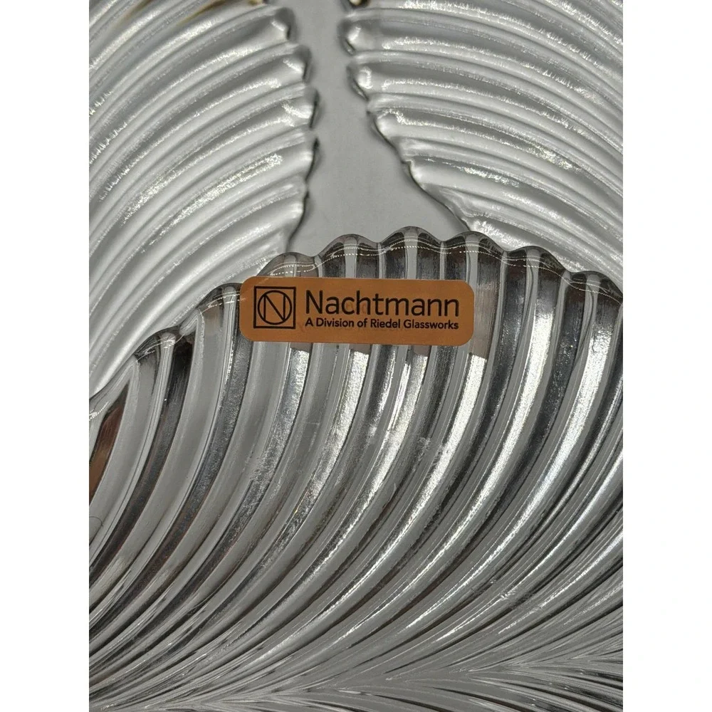Nachtmann‎ Vivendi Clear Crystal Leaf Glass Plates Set of 8 Riedel Germany 6.5in